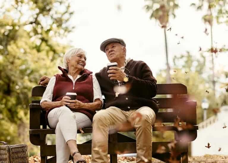 senior couple on bench