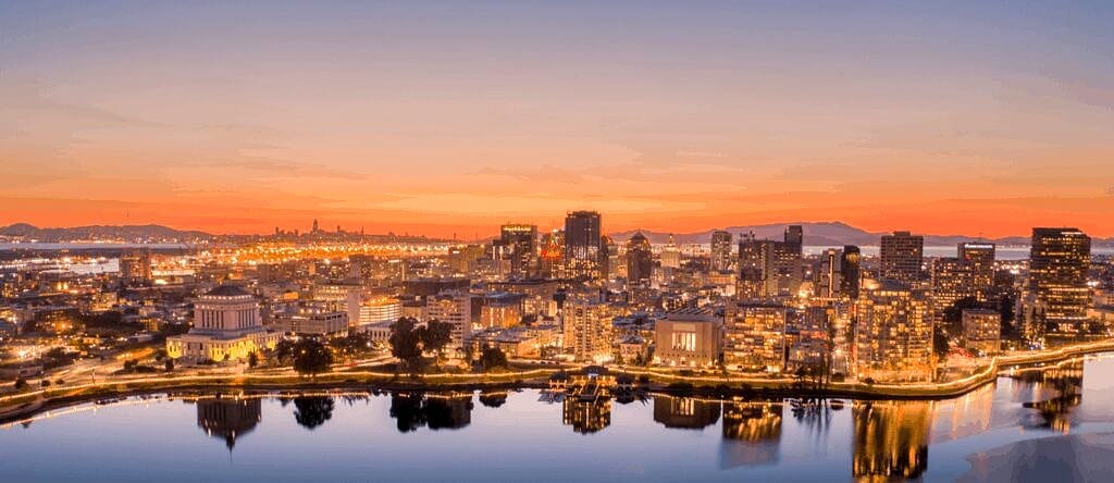 view of oakland ca at sunset