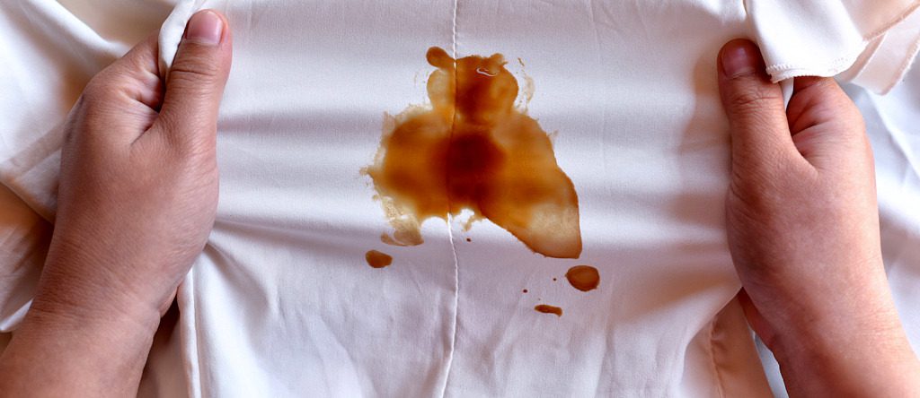 Oil stain on a white shirt