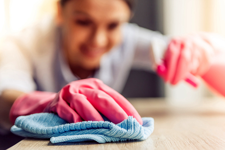 A lady cleaning