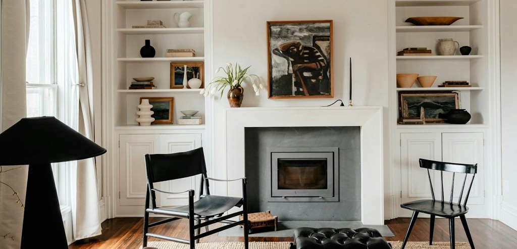 Calming living room with fireplace