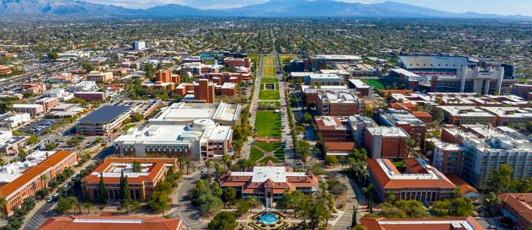 Aerial view of a clear day in Tucson, one of Arizona's best college towns