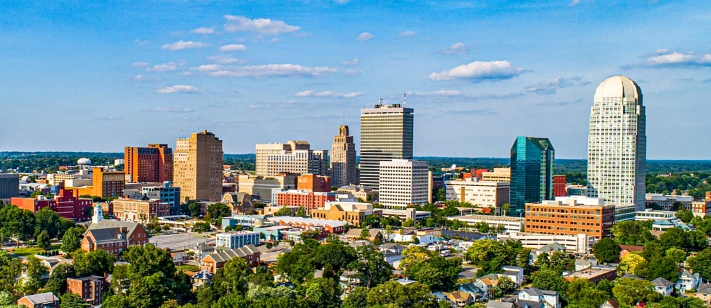 Winston-Salem skyline on a sunny North Carolina day
