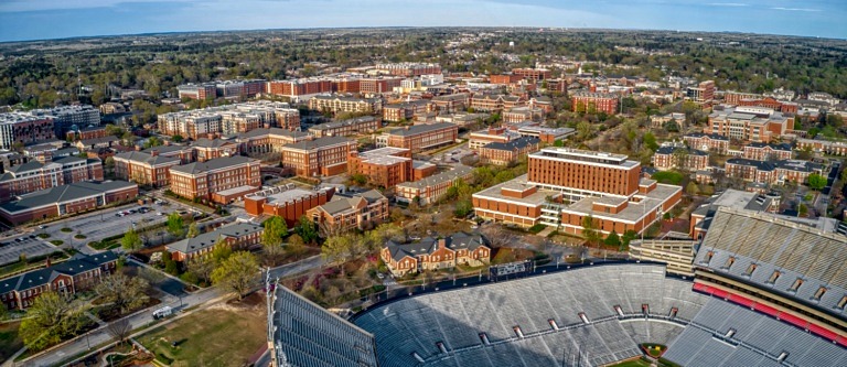 Aerial view of the Auburn football stadium in Alabama