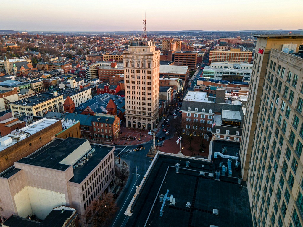 aerial of lancaster, pa