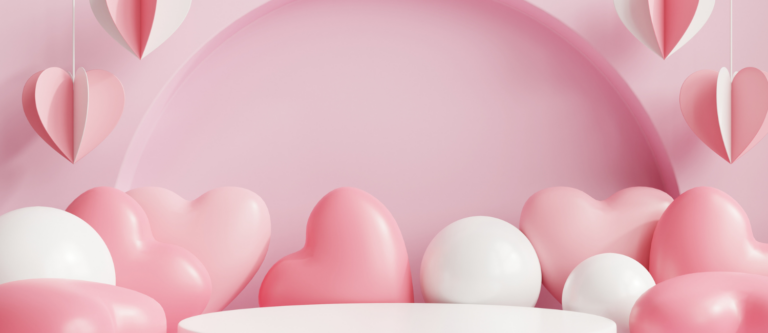 Graphic of the words galentine's day with pink and white hearts